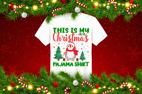 Captivating Penguins Santa Christmas Pajama T-Shirt Design