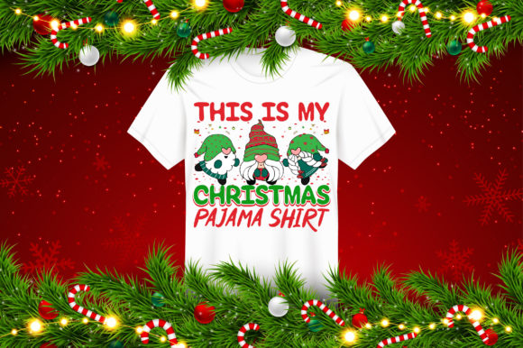 Gnome Christmas Pajama T-Shirt Design for Graphics