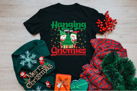 Hanging Gnome Christmas T-Shirt Design for Graphics
